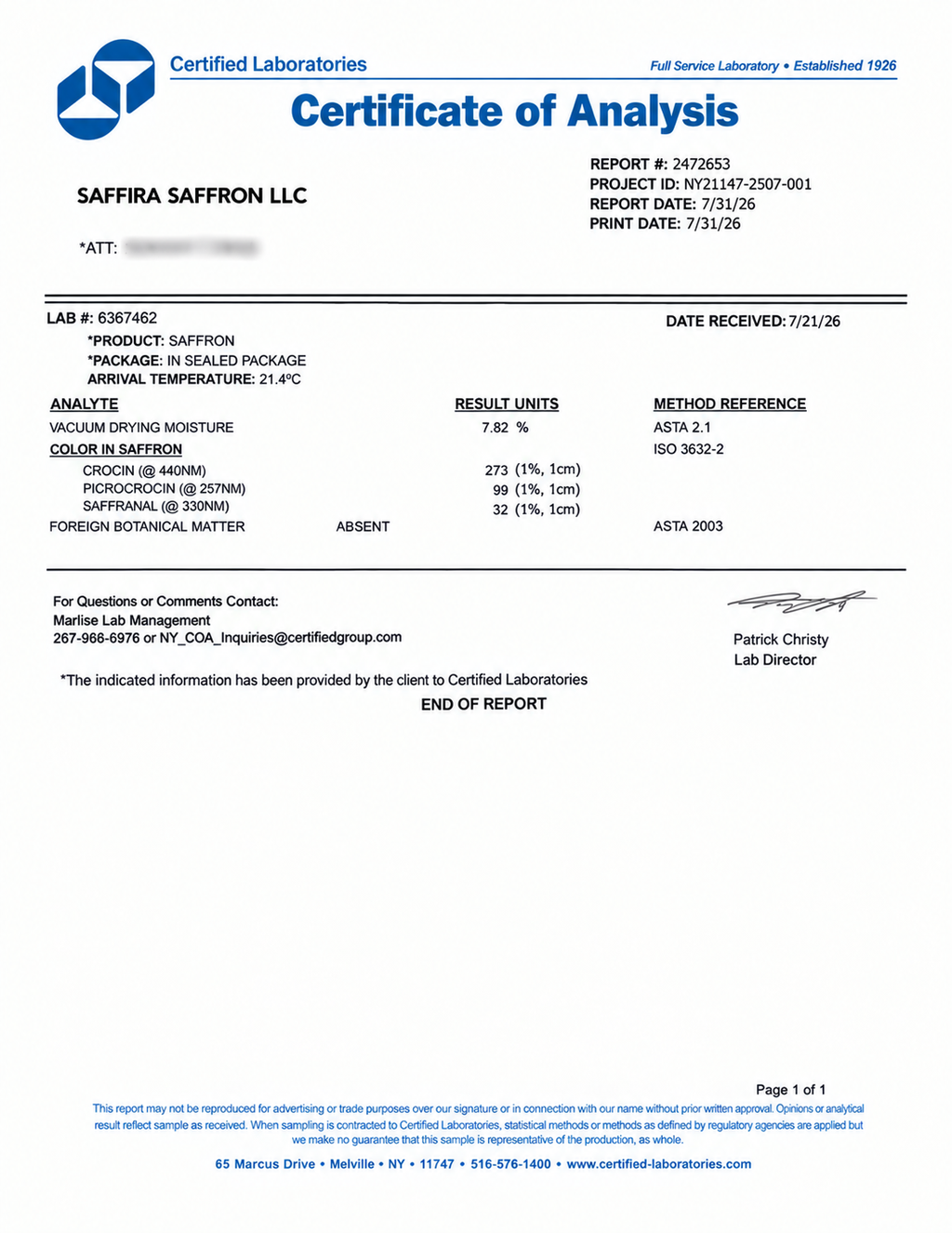 Saffira Organic Saffron Threads